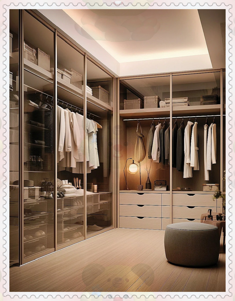 衣帽间设计 美到心动又实用  95【u型布局】:如果你家成员众多,那么