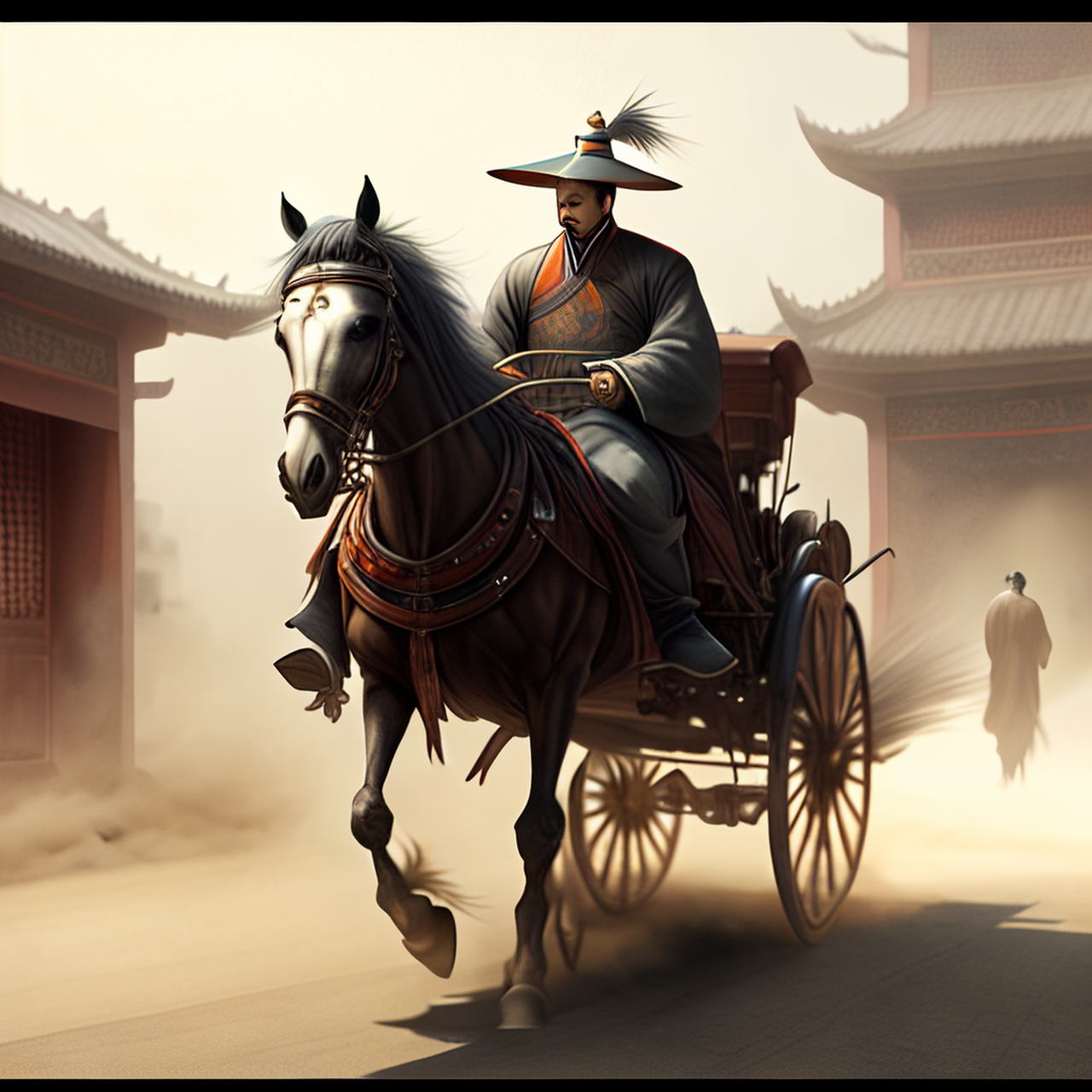 趋势,前侧后视图,古风绘画,中国风,描绘古诗词,古典美.