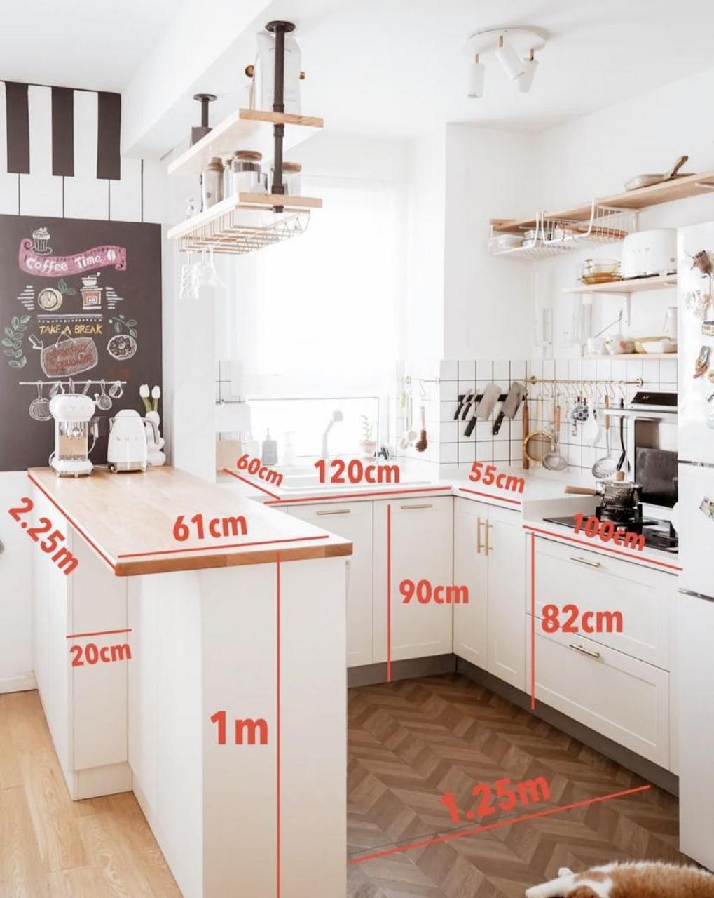 小户型厨房,你们要的尺寸都在这 厨房橱柜,吧台尺寸都在这里,我家不足