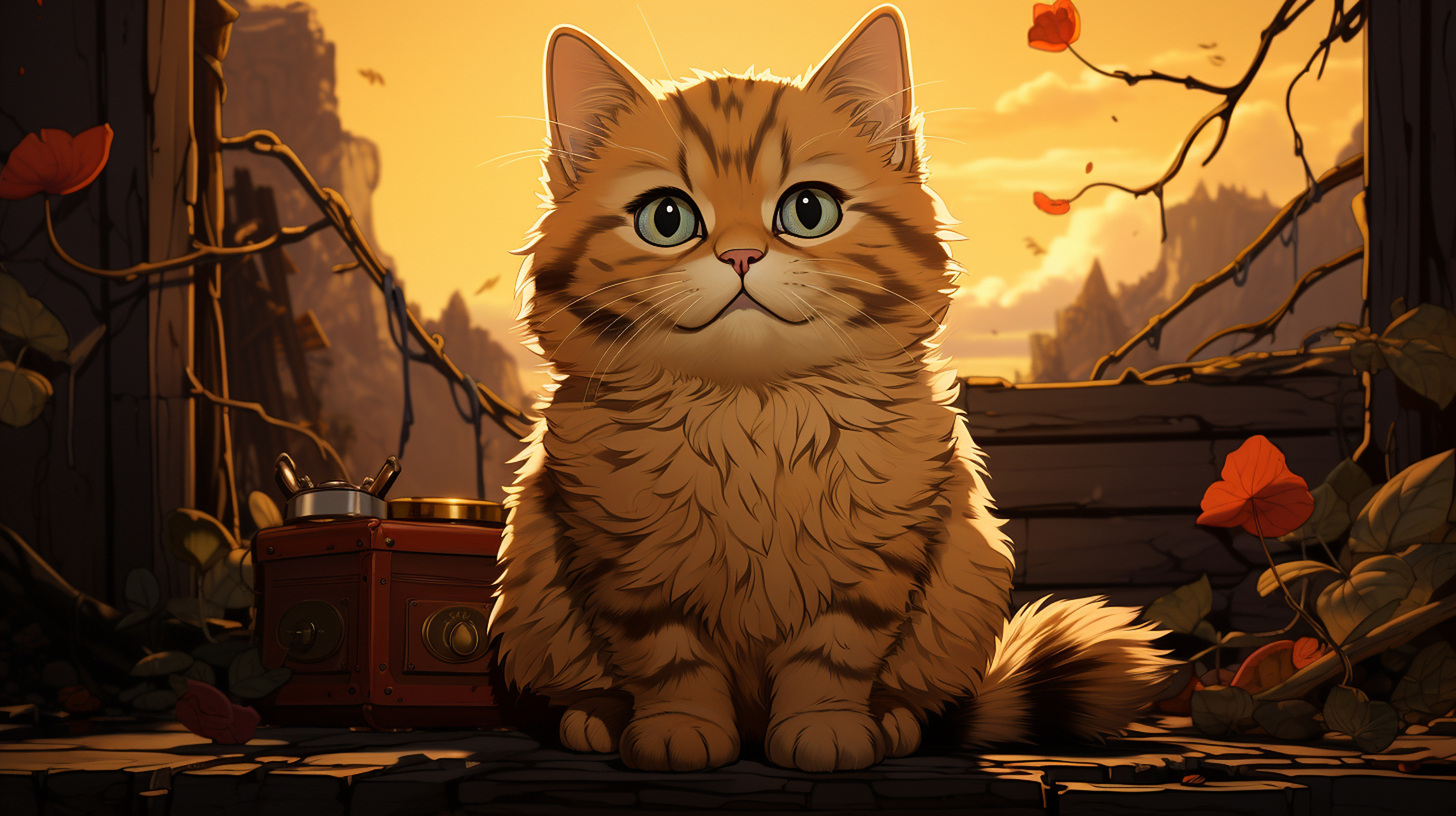 猫# #萌宠# #大胖橘# #绘画# #电脑壁纸# 炯炯猫眸似宝石, 寄托智慧