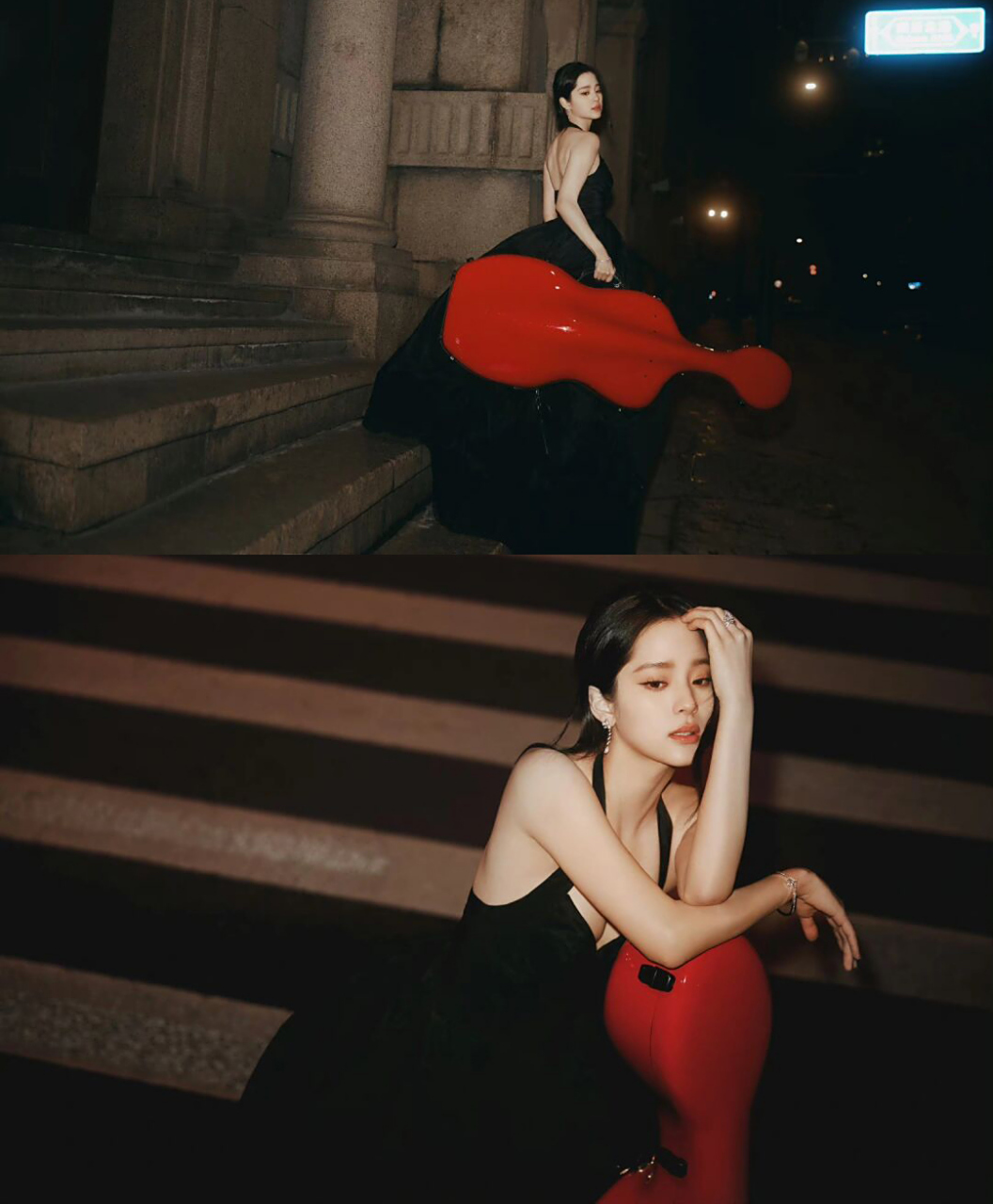 欧阳娜娜|背着大提琴的在逃富家千金女造型!