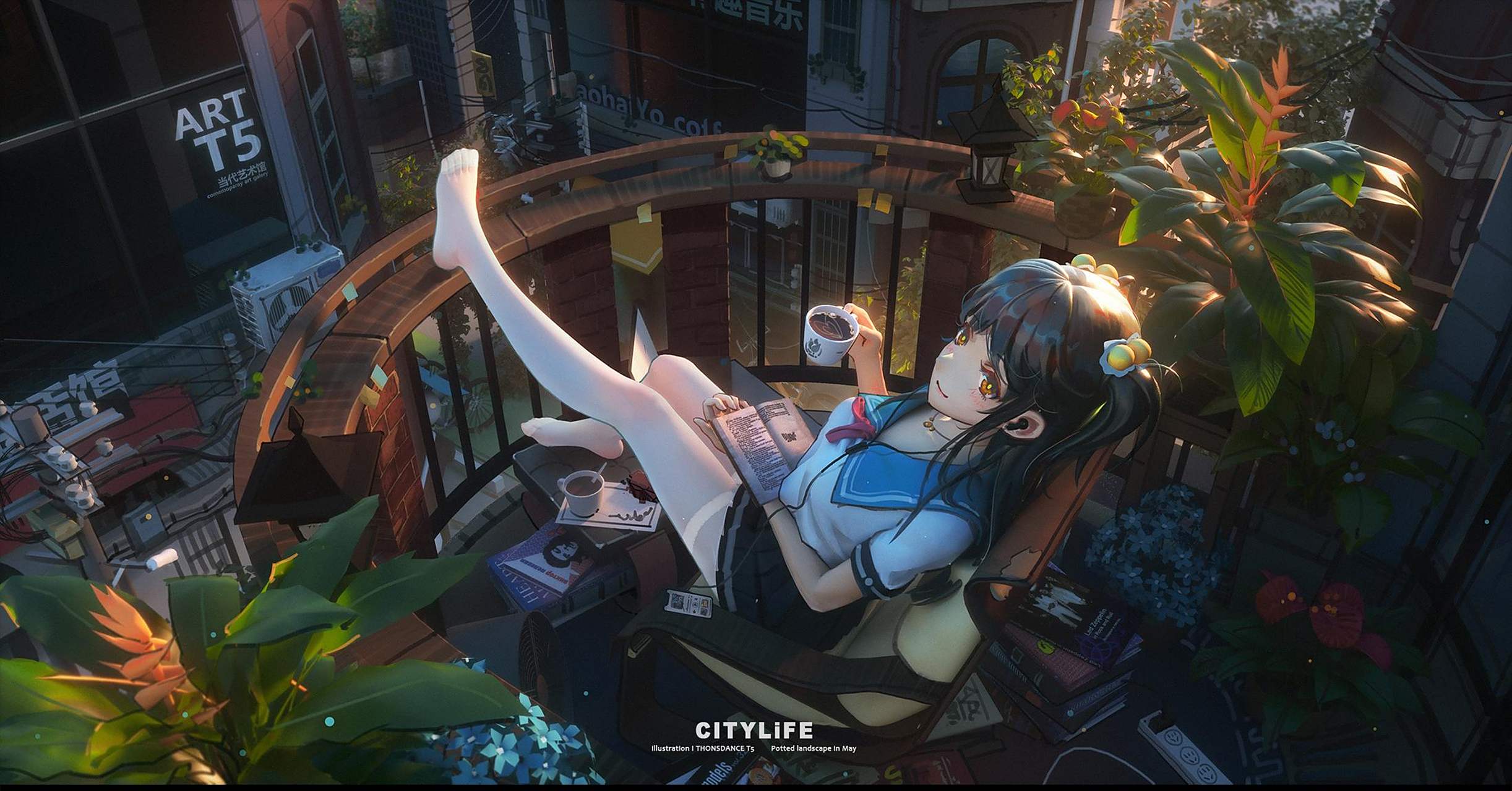 gif创作人# 国人画师茨舞t5插画作品欣赏,作品背景精致,光线细致