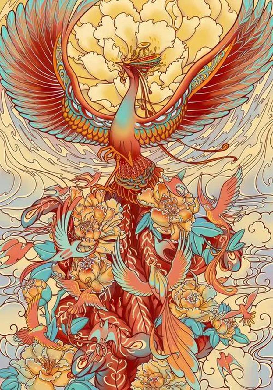 "中国神话中地位崇高的凤凰"——凤凰是中国古代传说中的百鸟之王,在