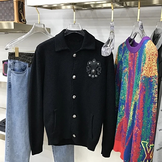 克罗心2020秋冬限量款真皮十字架logo针织羊毛外套.