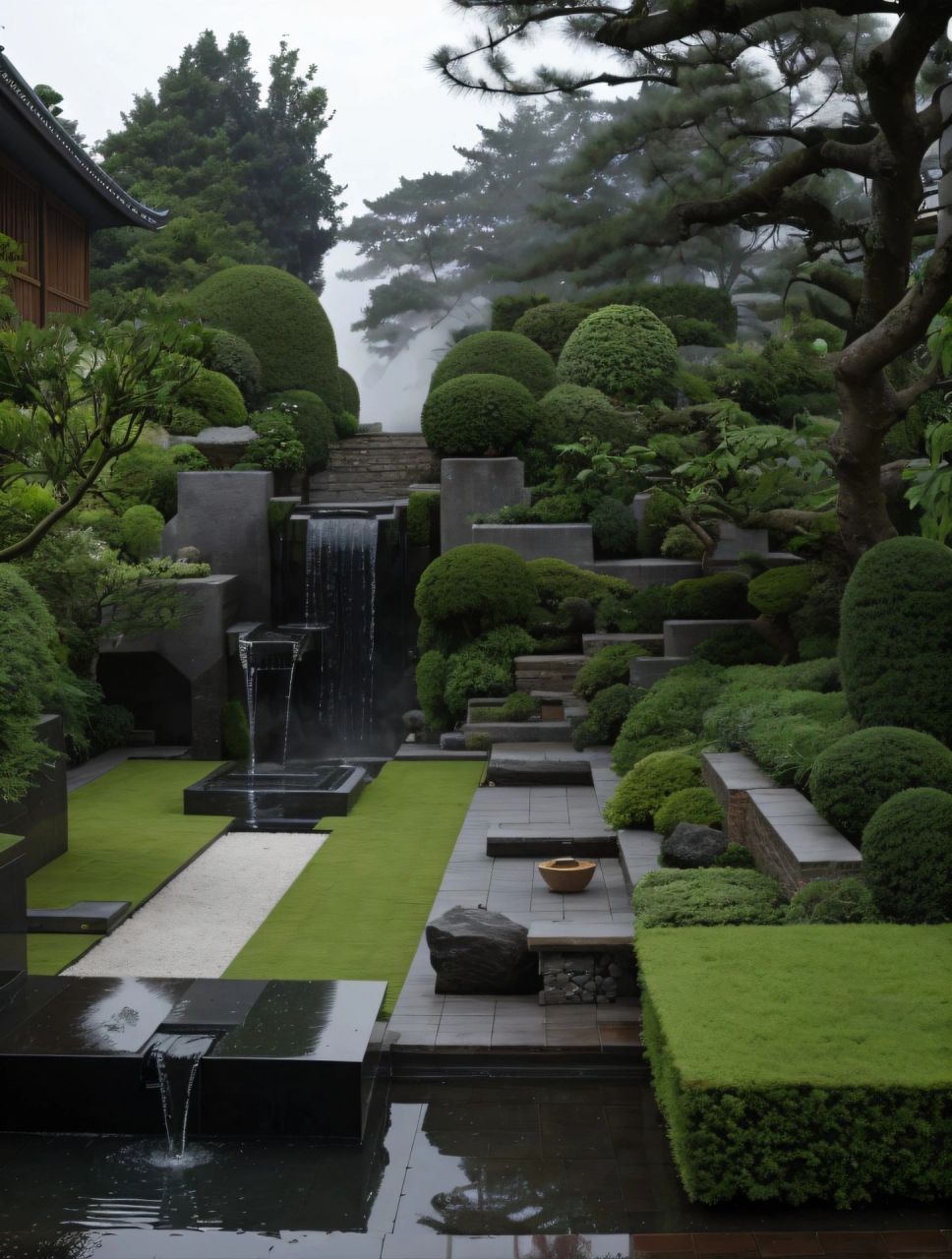 不同风格模型组合生成的禅意花园,没想到还真没有太大违和感,就是