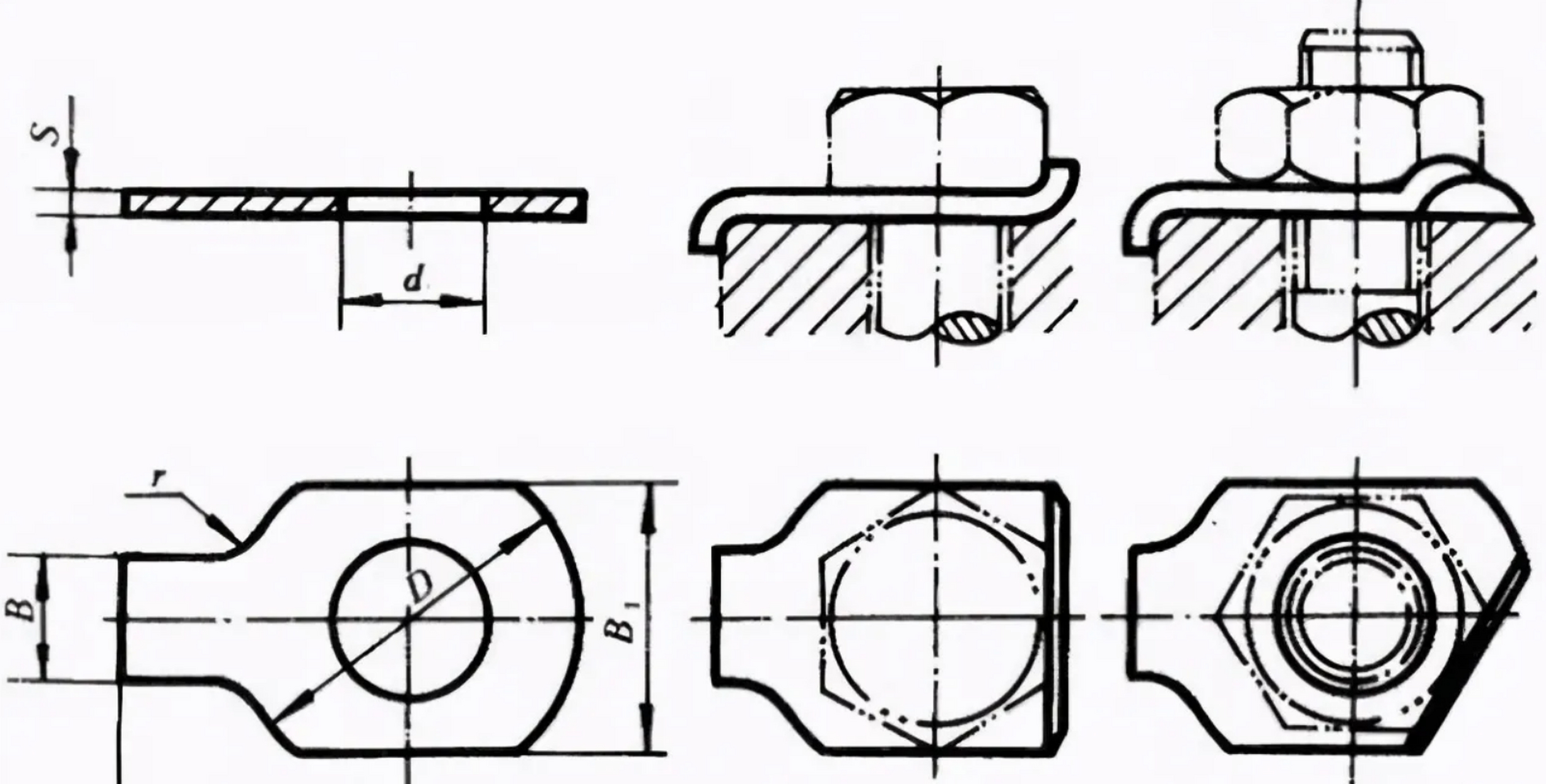 前面提到外舌止动垫圈的安装和单耳止动垫圈类似,那