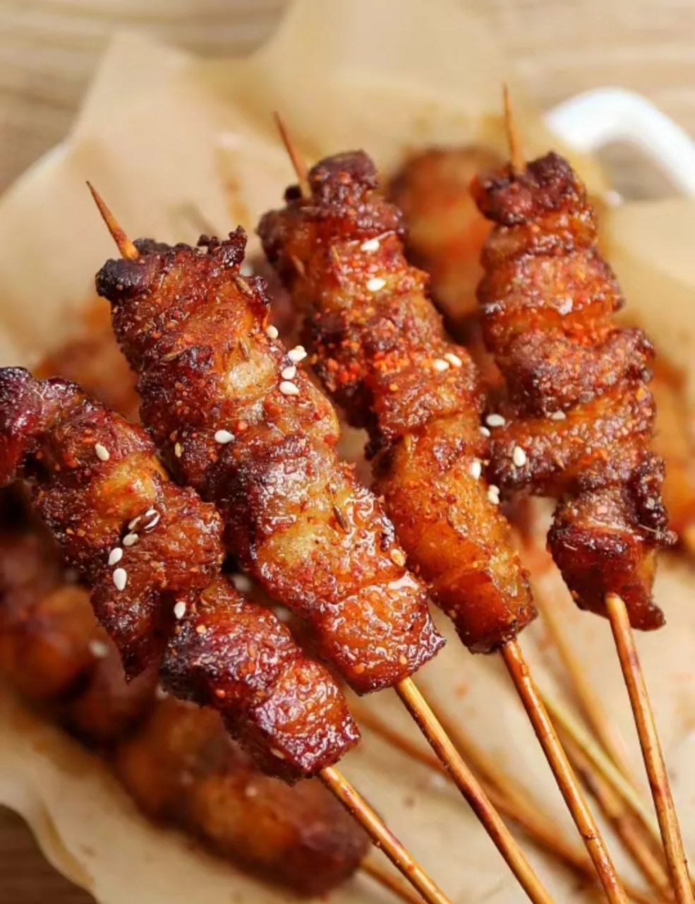 有里有空气炸锅的赶快去做这个五花肉烤串,嘎嘎好吃!