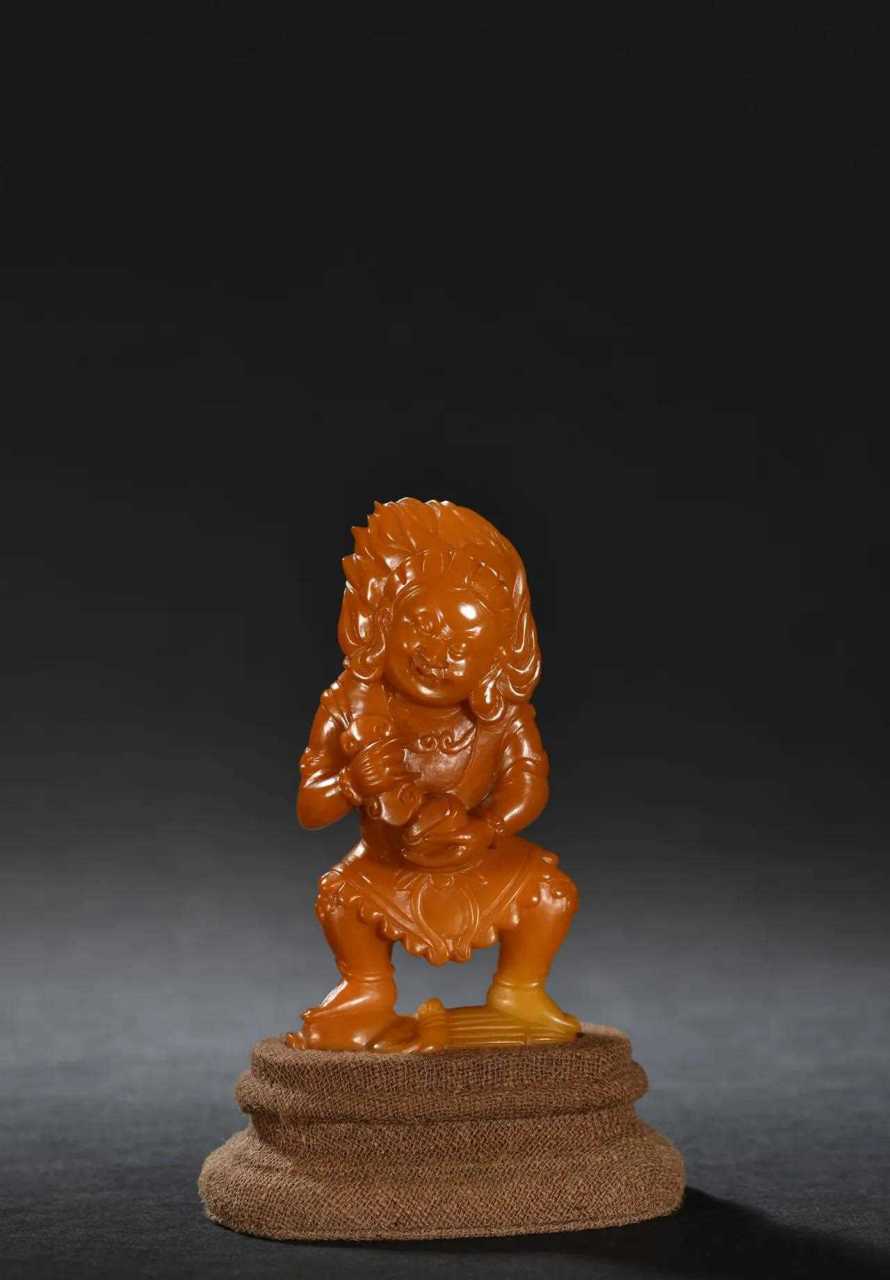 旧藏田黄石大黑天摆件规格高91cm 宽48cm 厚25cm重104克