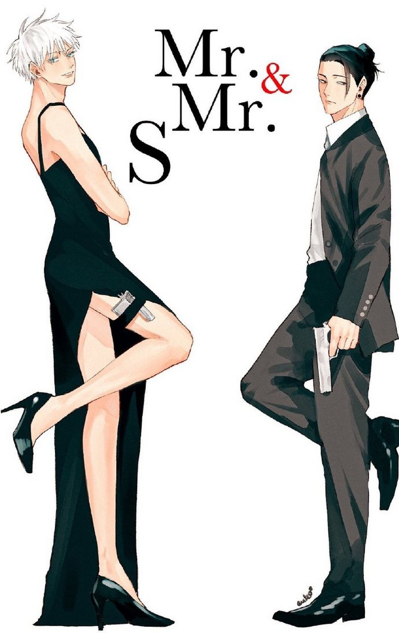 五条悟穿女装了!《史密斯夫妇》版的五条悟与夏油杰,很有范哦!