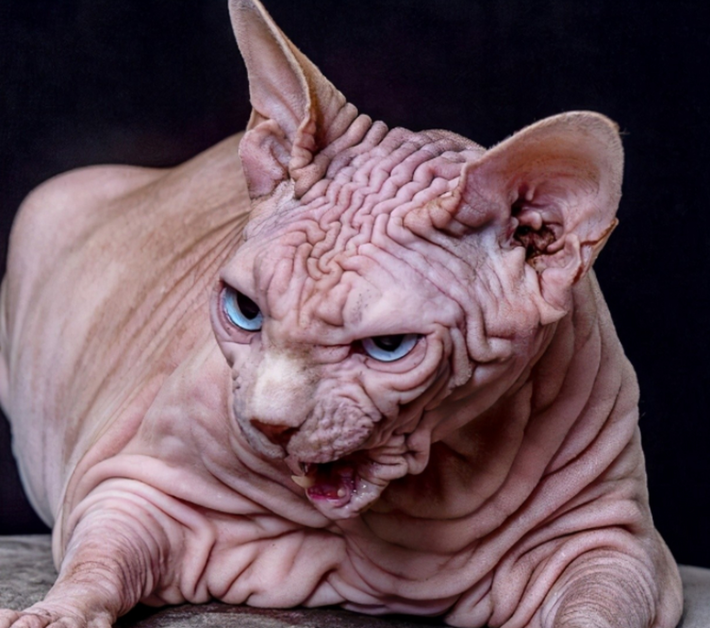 很多人认为斯芬克斯猫是世界上最丑的猫,因为这种猫全身上下一根毛也