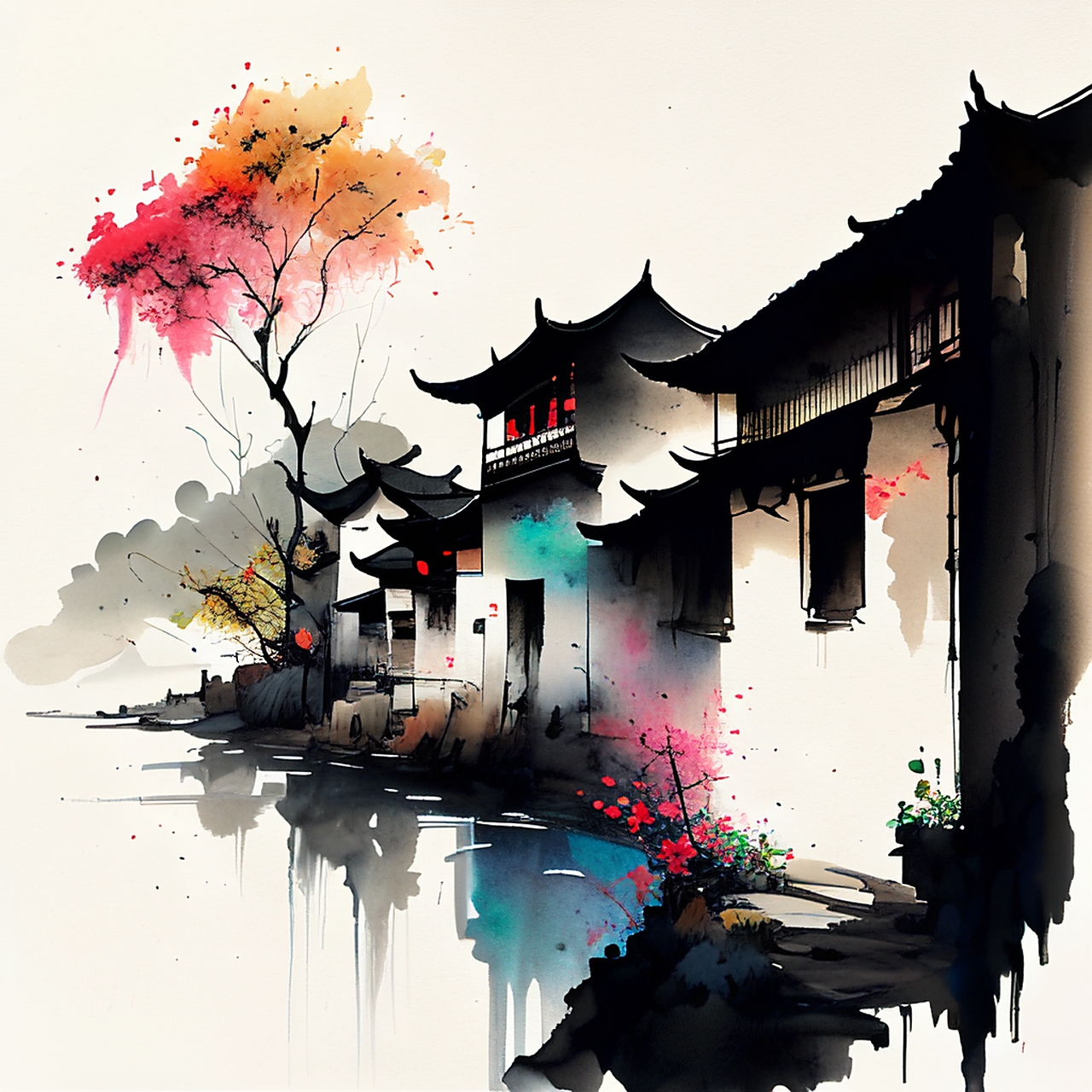 百度ai绘图黑科技#壁纸,微视图,古风绘画,中国风,描绘古诗词,古典美.