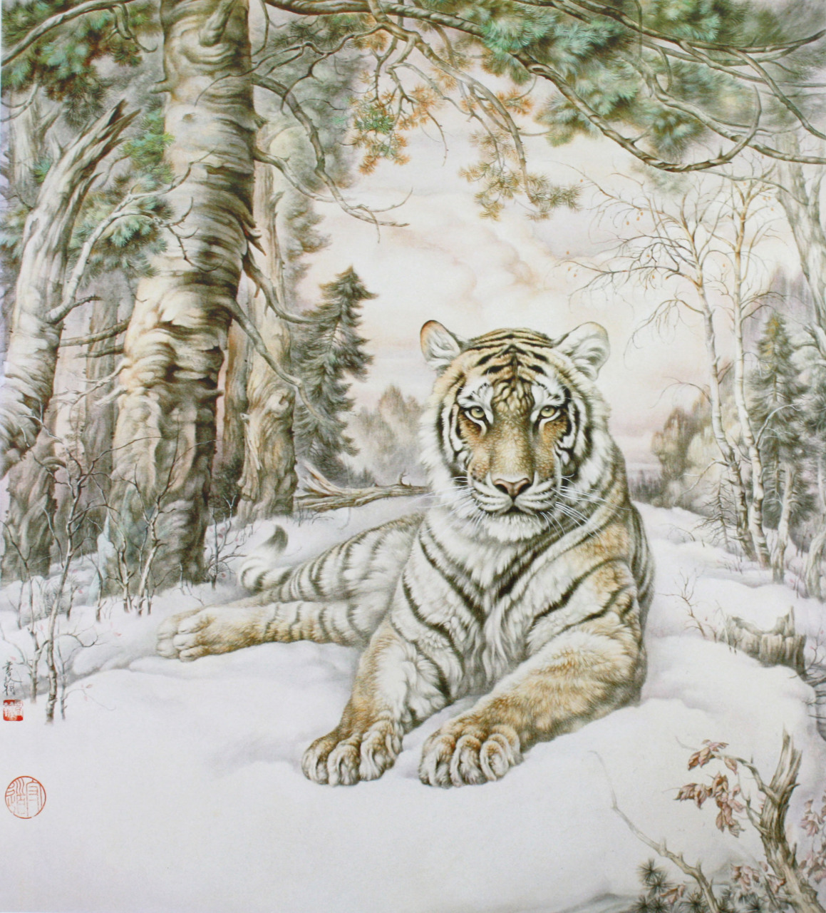 高清:田书翰老虎#工笔# #工笔画# #最美工笔画