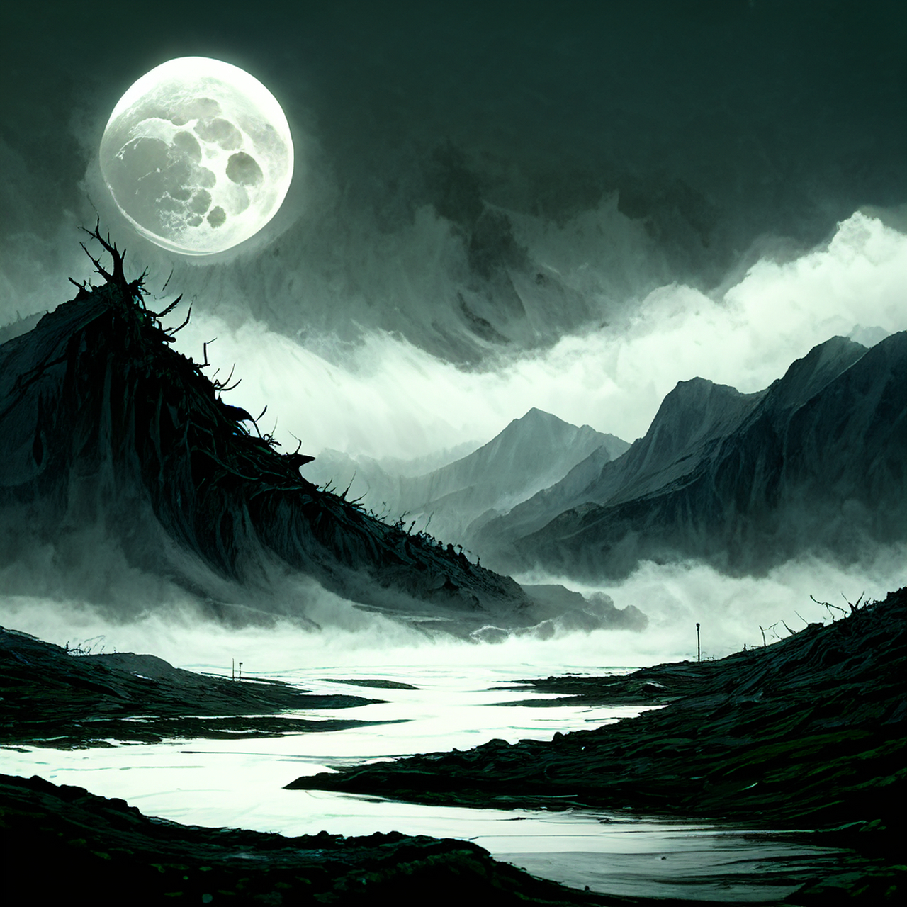 残山剩水凄凉甚,明月清风感怆多.简洁,优雅,苍茫#百度ai绘图黑科技