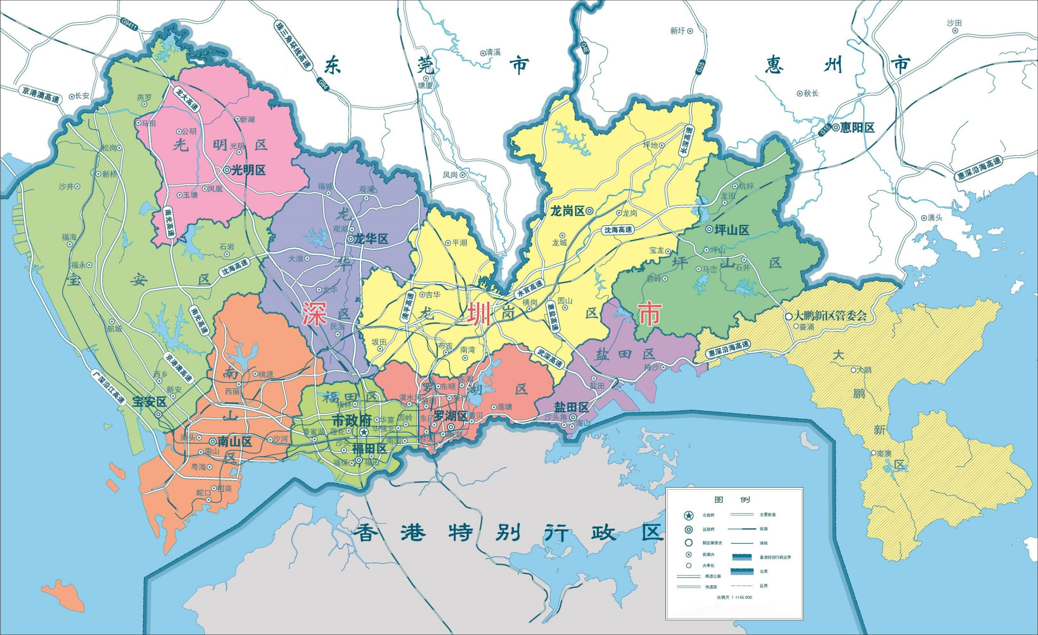 深圳市政区分布地图