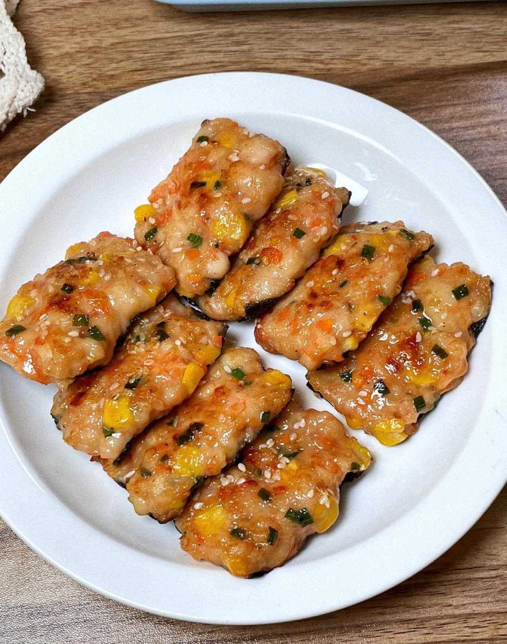 低卡高蛋白鲜香q弹的海苔虾饼,巨好吃.