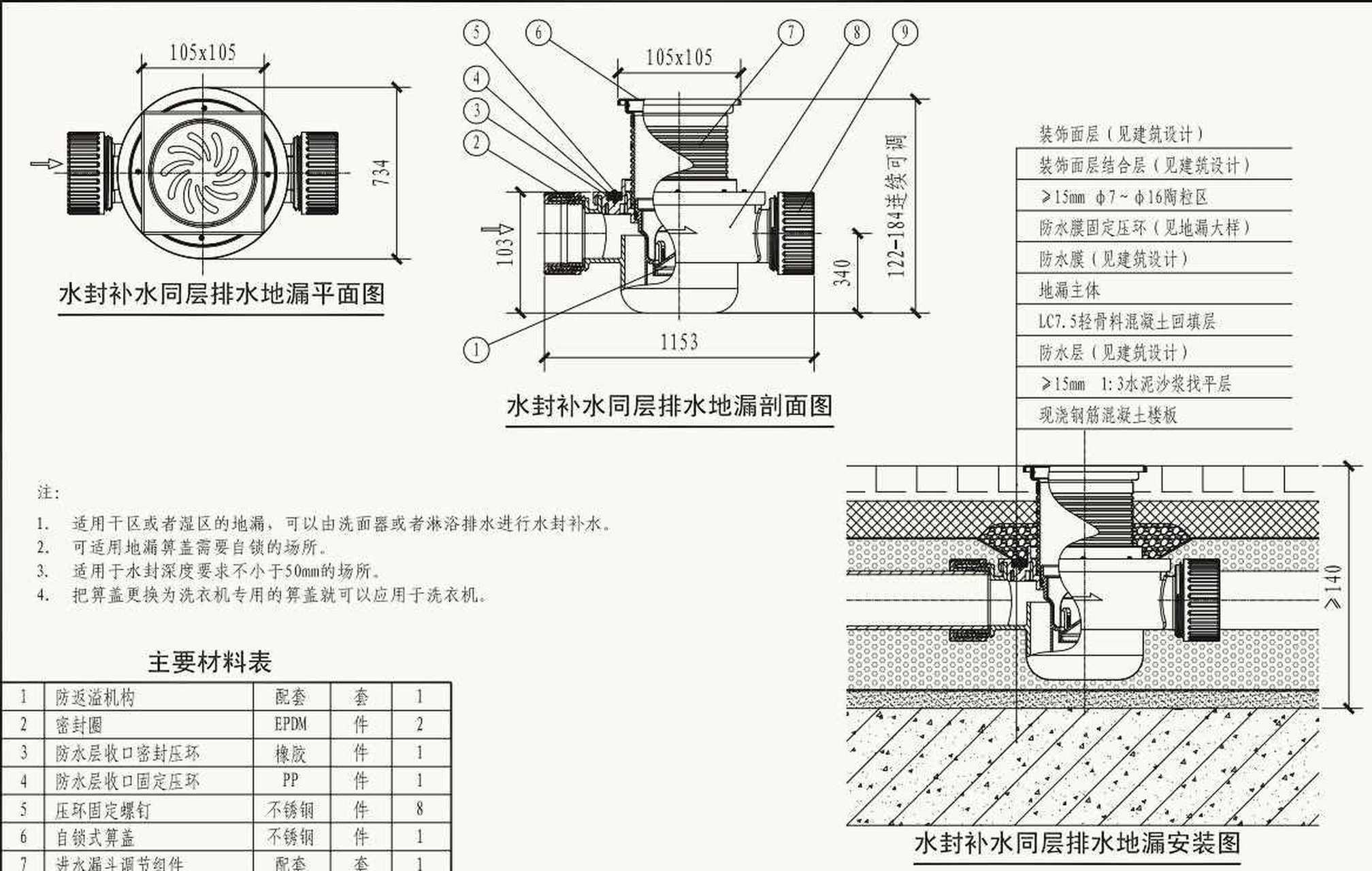 水封地漏结构图片