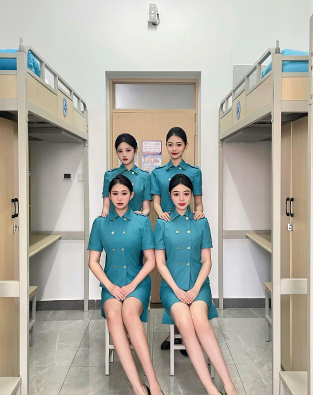 中国民航大学生在宿舍拍的合照