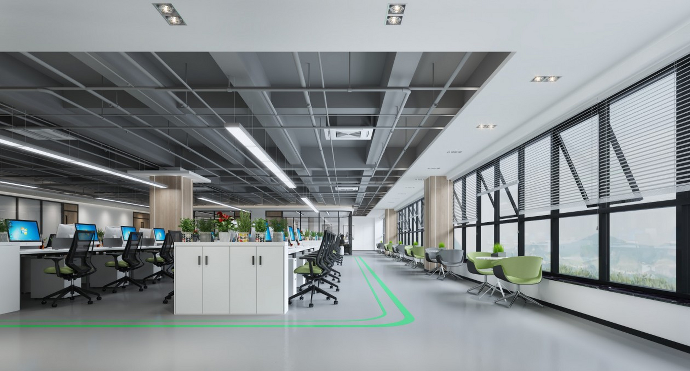 合肥办公室装修,开放式办公区设计效果图