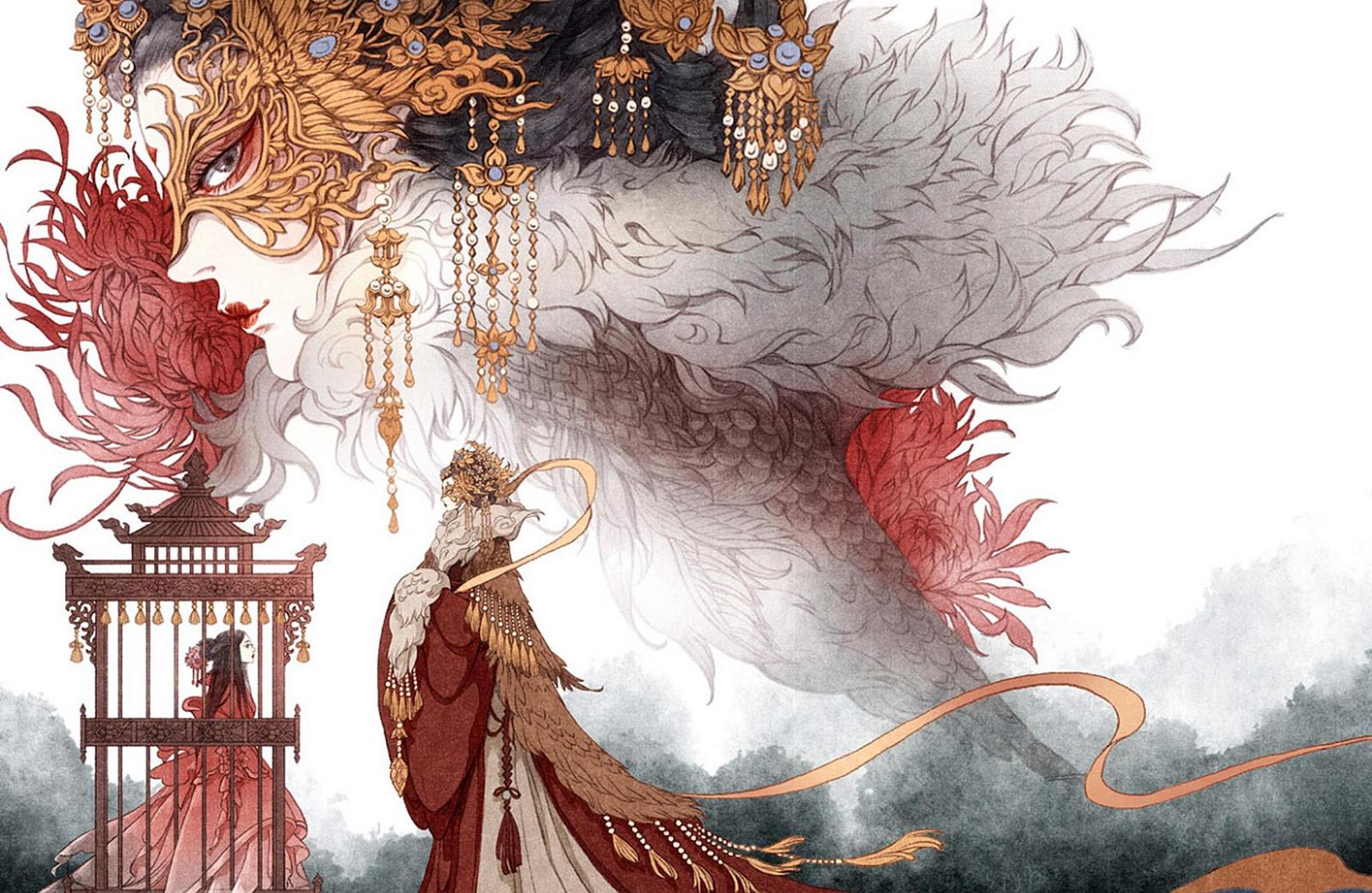 画师古戈力的绘画作品集欣赏,古戈力是古风系插画师,《芥子》,《睬眄