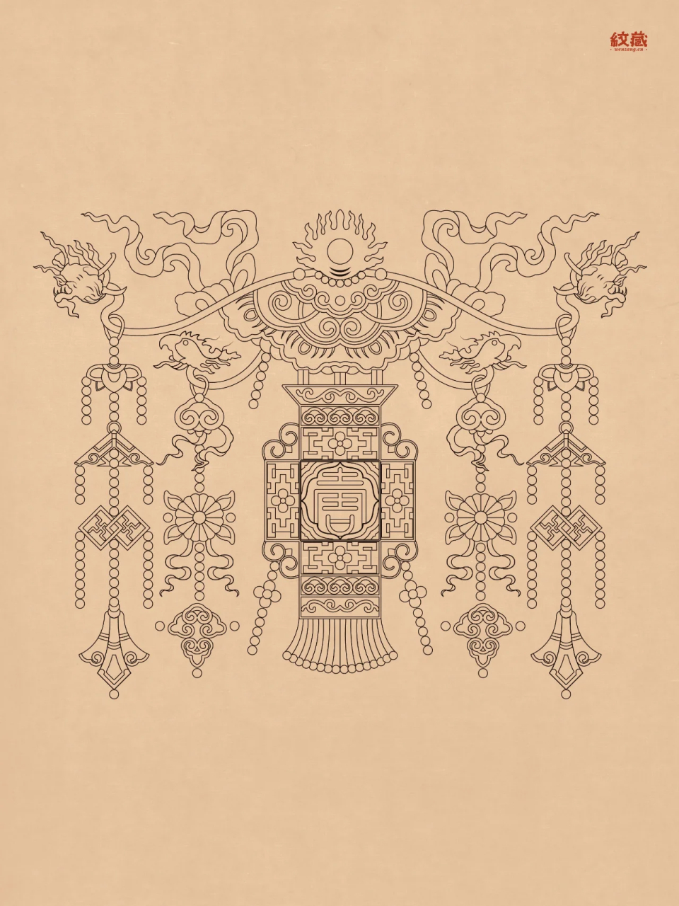 一图看懂非遗·灯笼纹样  96灯笼纹是以灯笼为题材的装饰图案.