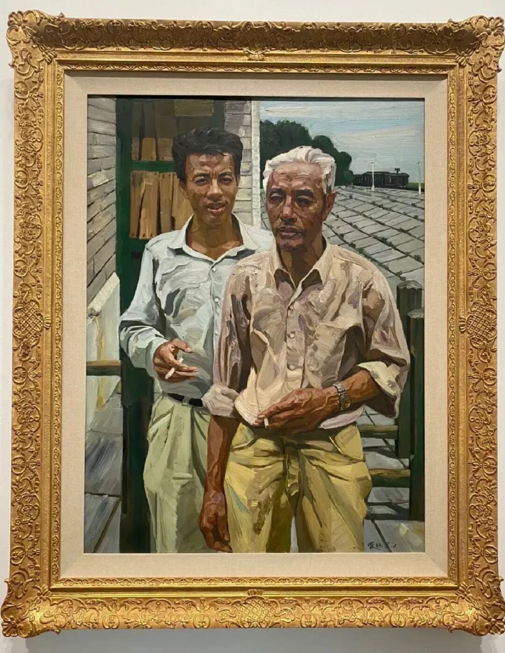 刘小东 油画作品《父与子》