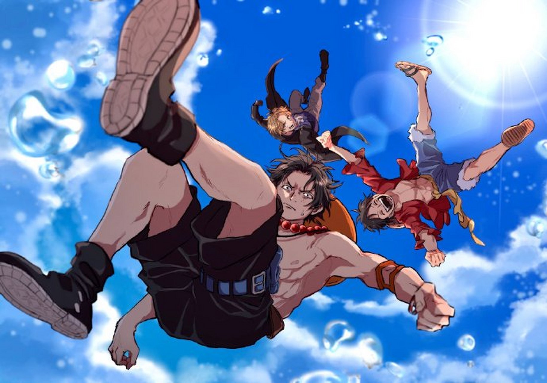 asl一起从天而降,相信这个画面在《海贼王》正篇完结后会看到.