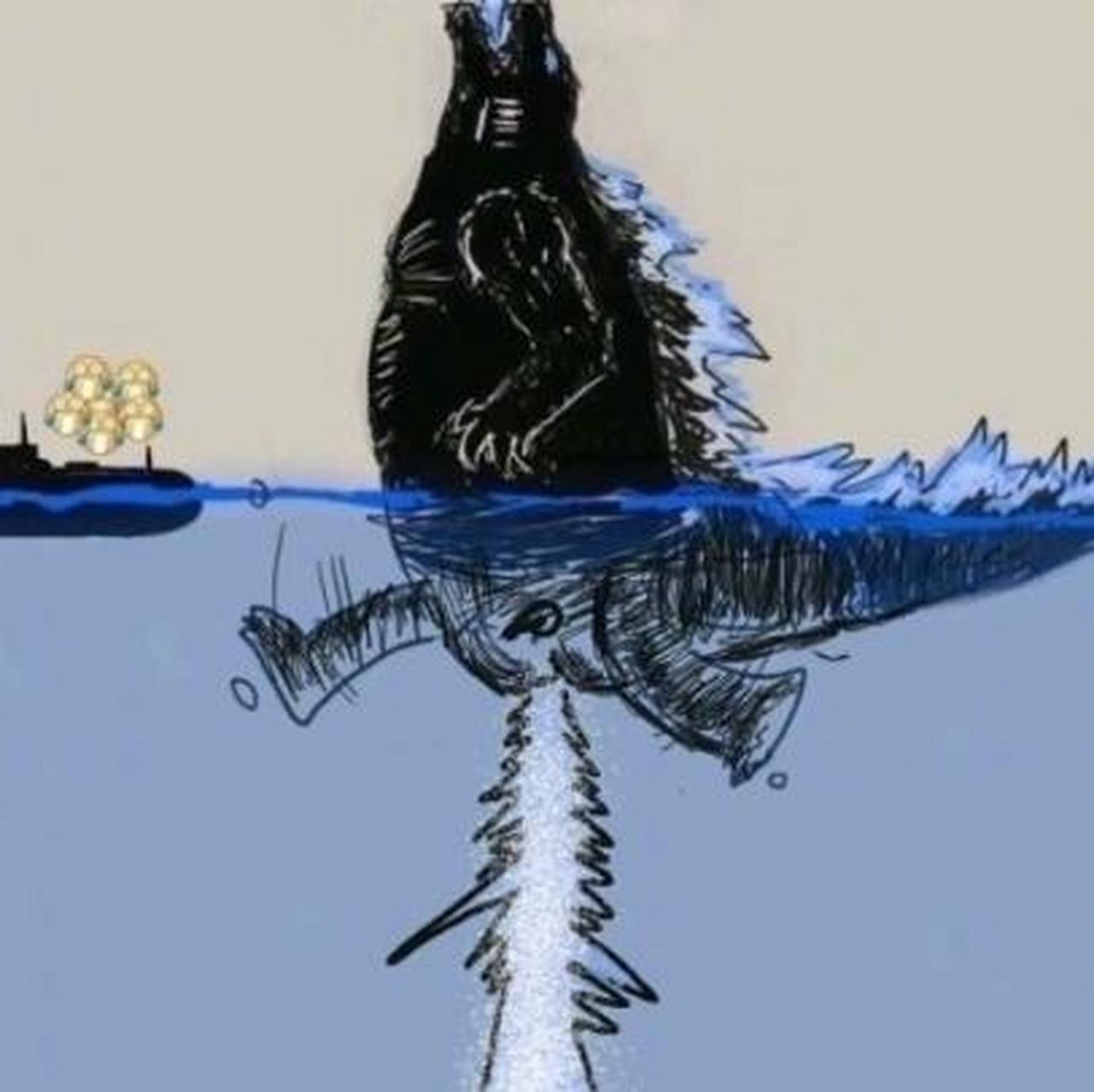 哥斯拉在水中的样子,哈哈哈哈哈哈真实#搞笑日常