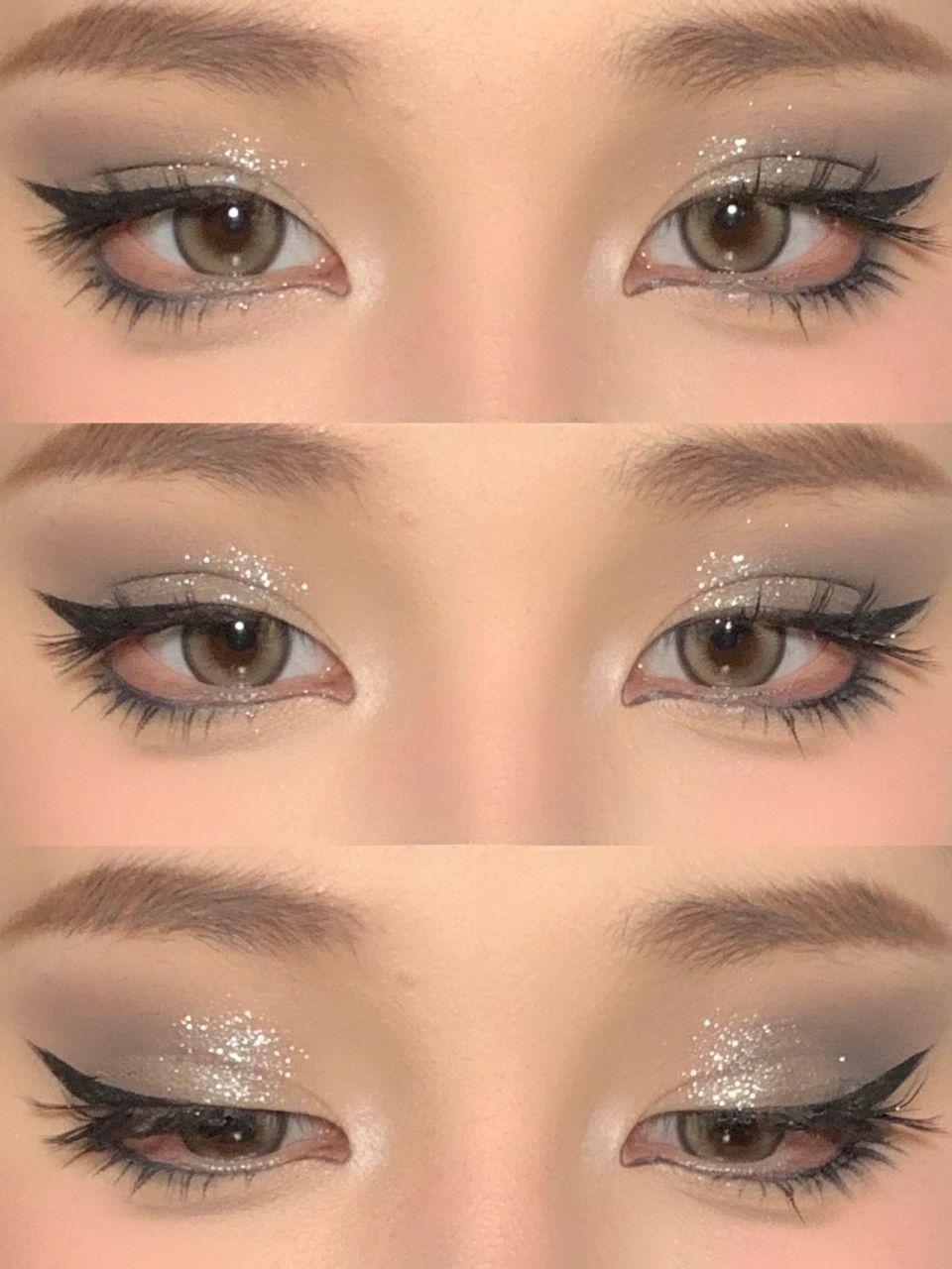 清冷碎钻烟熏猫眼妆容教程 第一次上手黑灰色系眼妆 没想到晕染的贼么