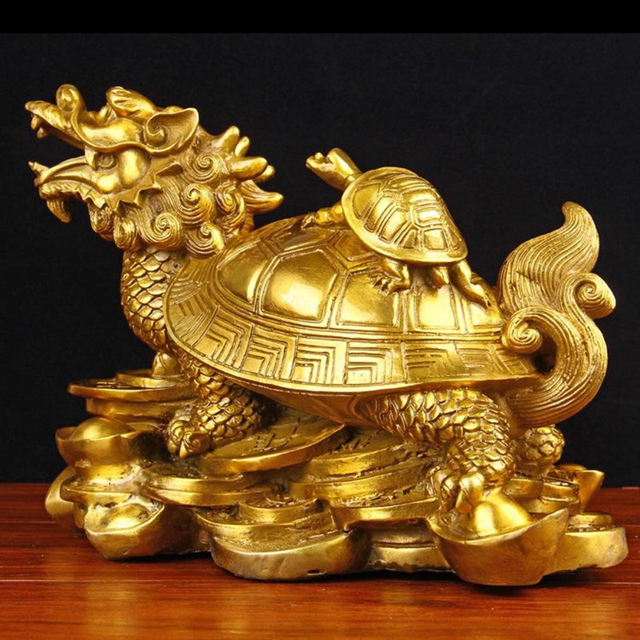 5米青铜龙龟摆件 贴金铜龙龟定制 紫铜龙龟雕塑 黄铜龙龟摆件 子母铜