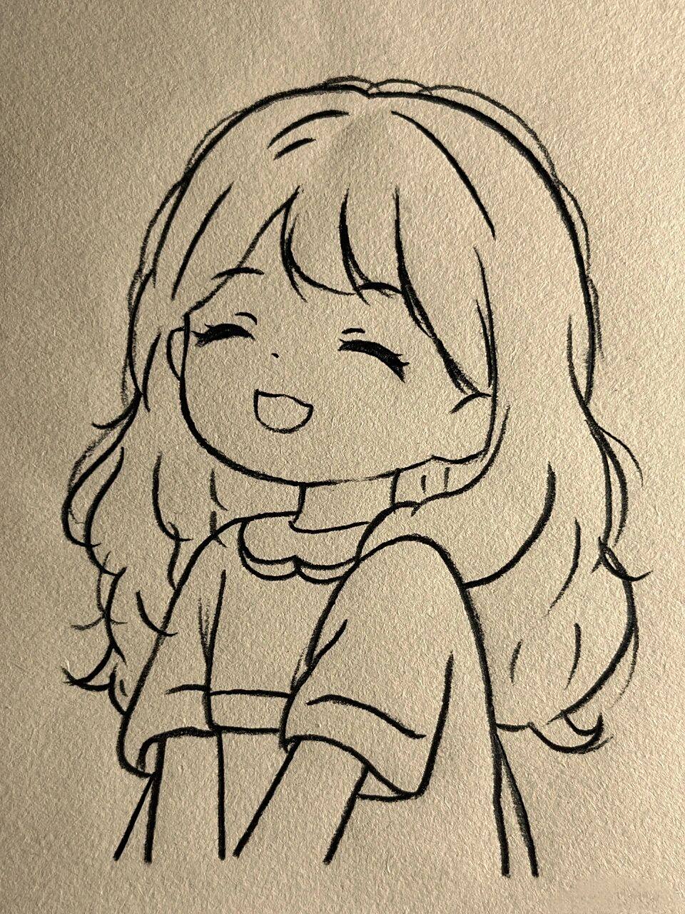 微笑女孩的简笔画  她的笑容有没有甜到你心里呀?