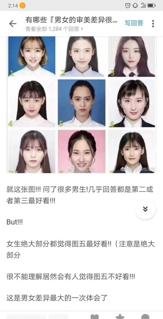 男女的审美差异有这么大的吗?你们觉得哪个比较好看?