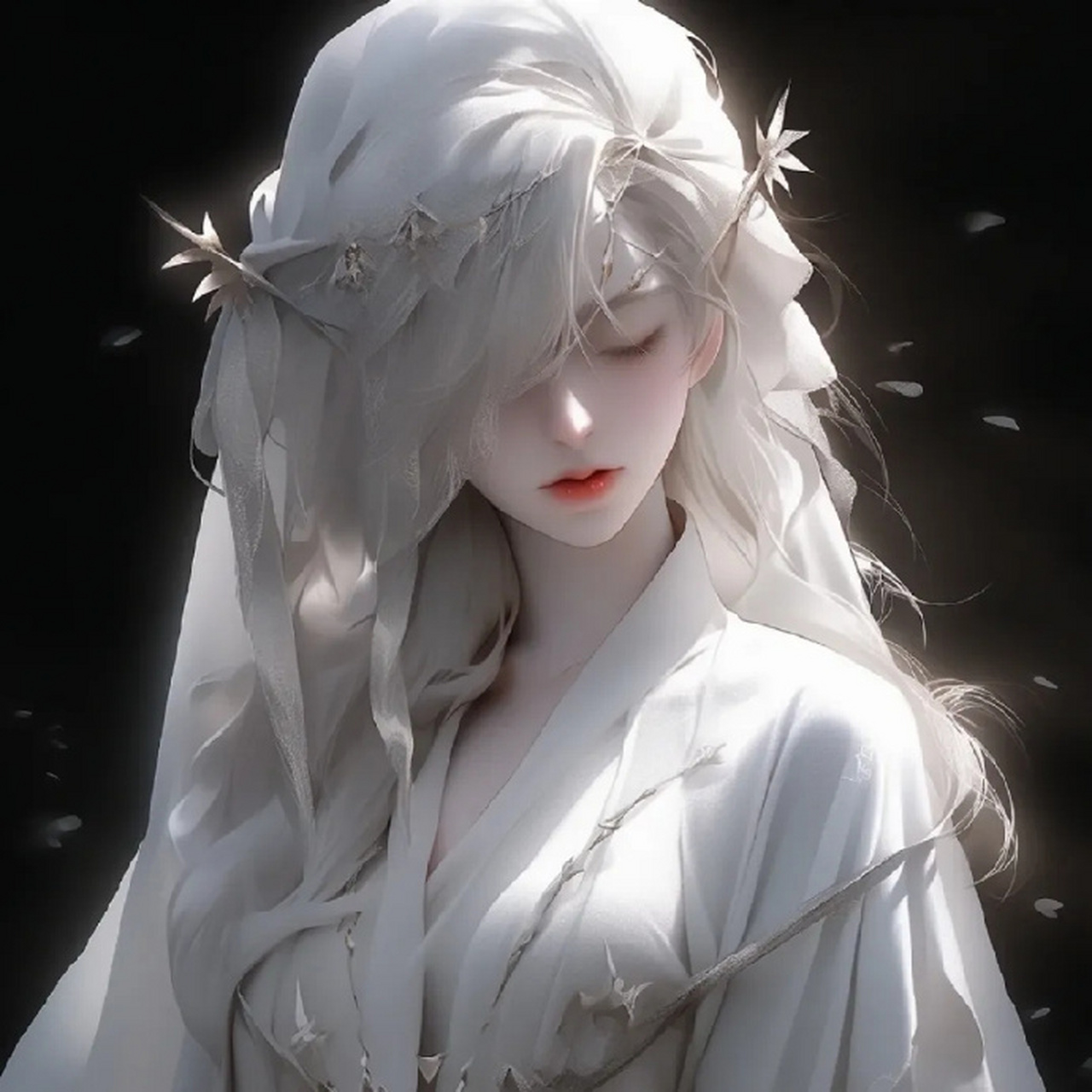 唯美古风蒙眼系列头像 #古风插画