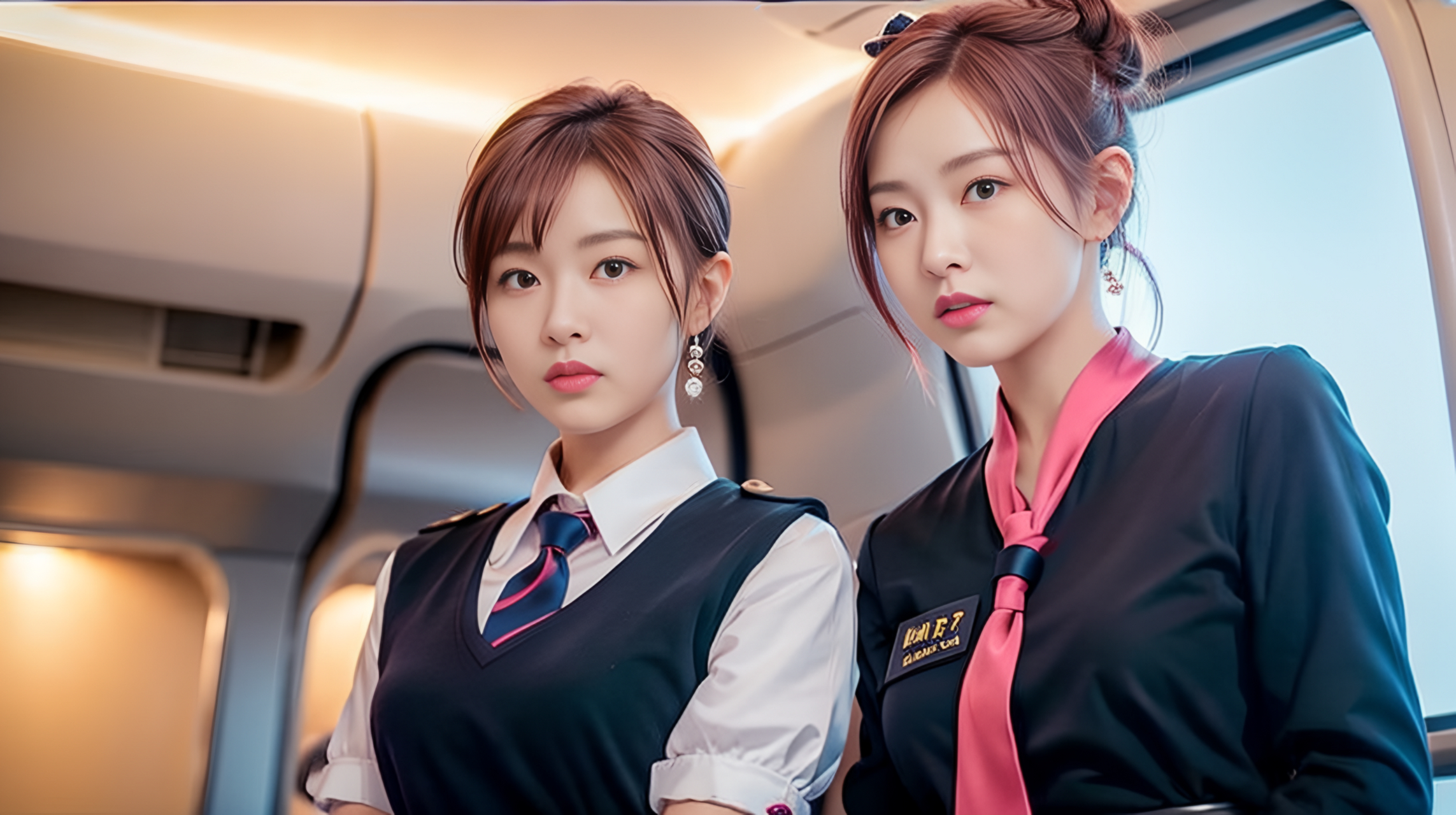 ai美女-丸子头清纯气质的空姐(1)#丸子头# #ai# #ai绘画