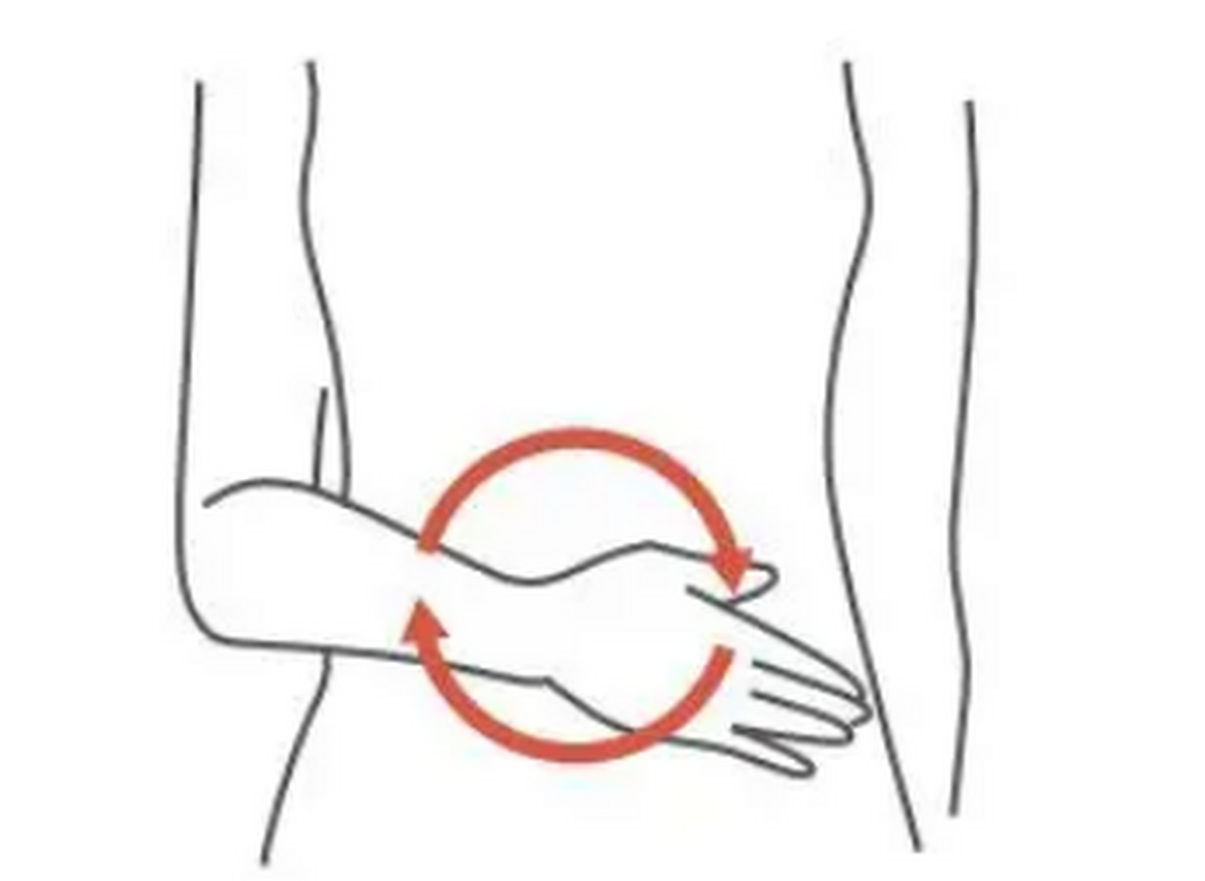 动作一:揉肚子 采用小鱼际提,大于际压的手法,顺时针揉肚子50-100