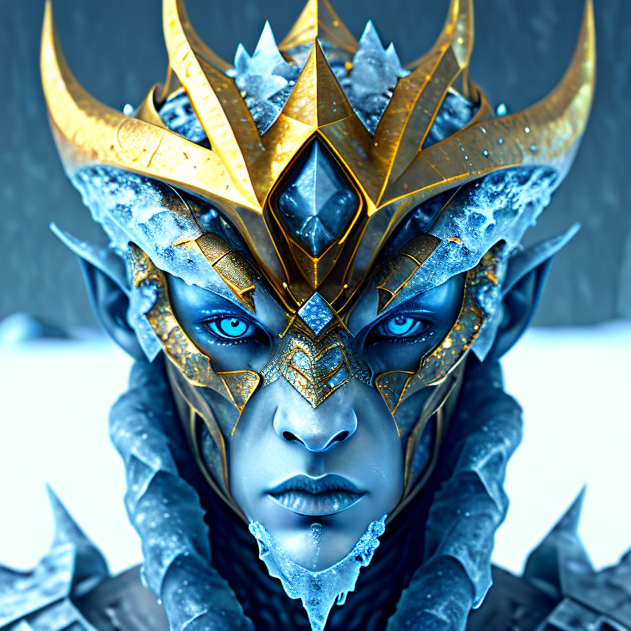 百度ai绘图黑科技#冰冷的拟人化眼镜王蛇,冰冷的眼睛,穿着金色棱角