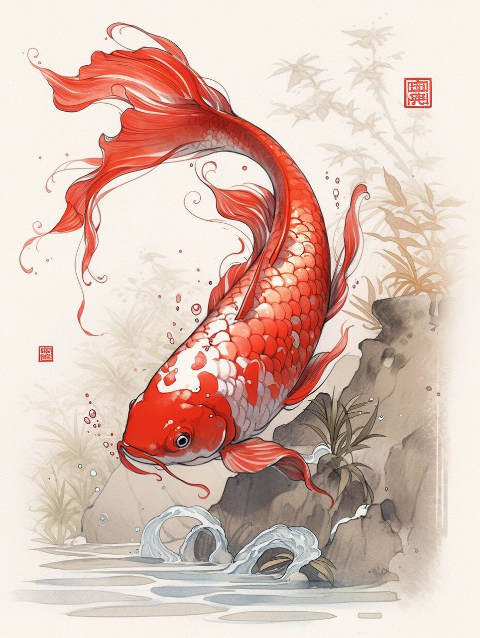 aigc|好运锦鲤  今天抽空再刷一波锦鲤,希望大家都可以好运 —— red