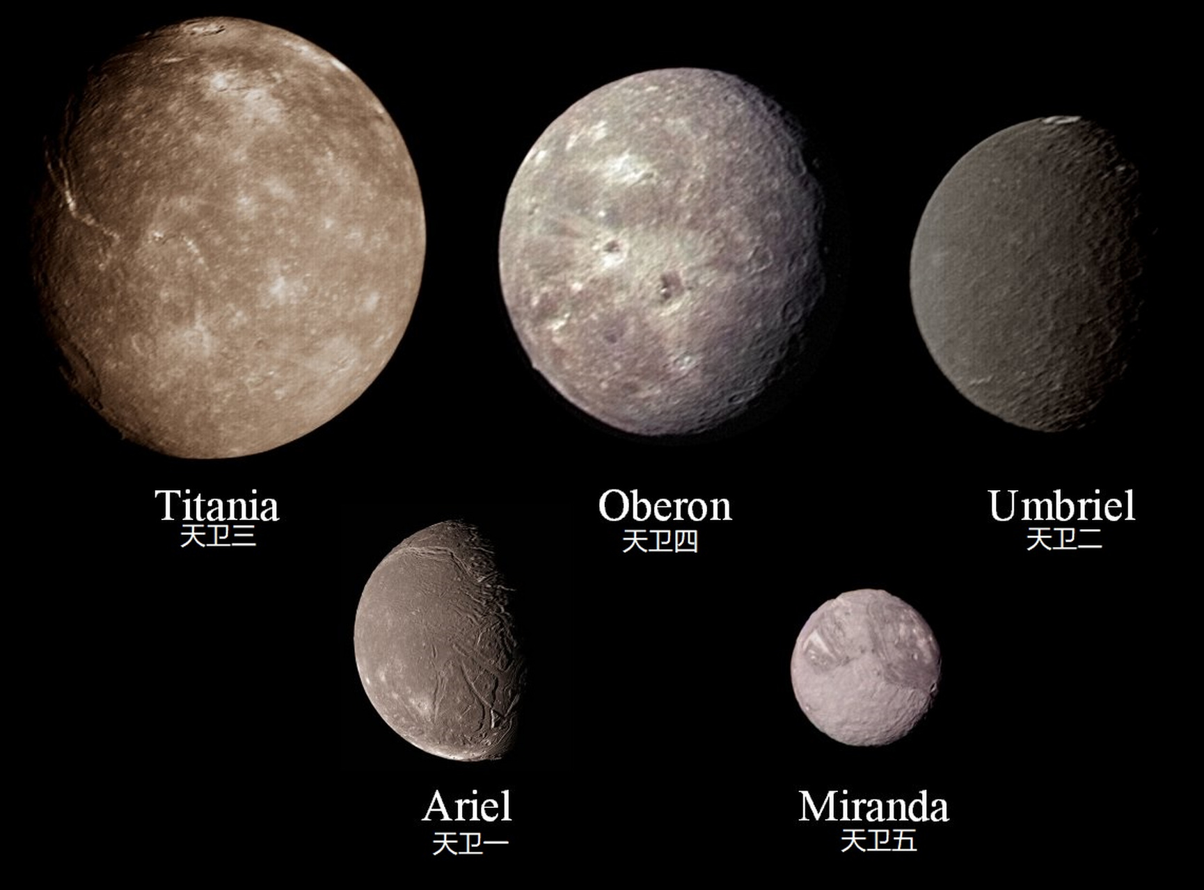 天王星的五颗大卫星