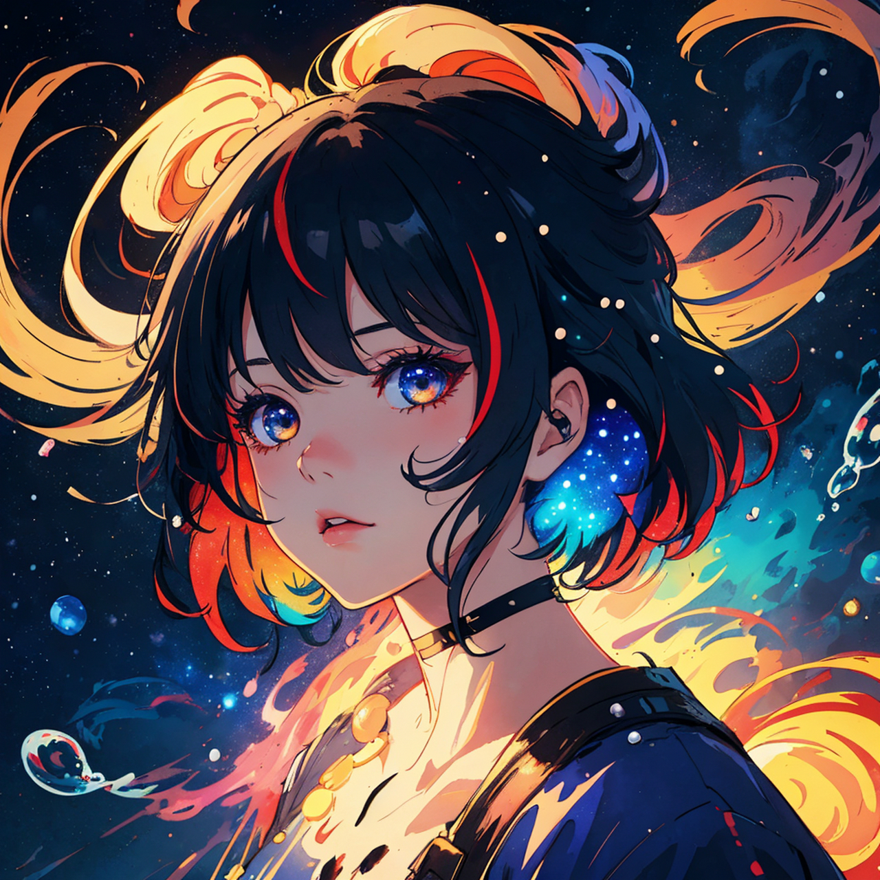 星空之下,她眼中的星辰大海  星空之下,一个女孩独自坐在窗边,她的