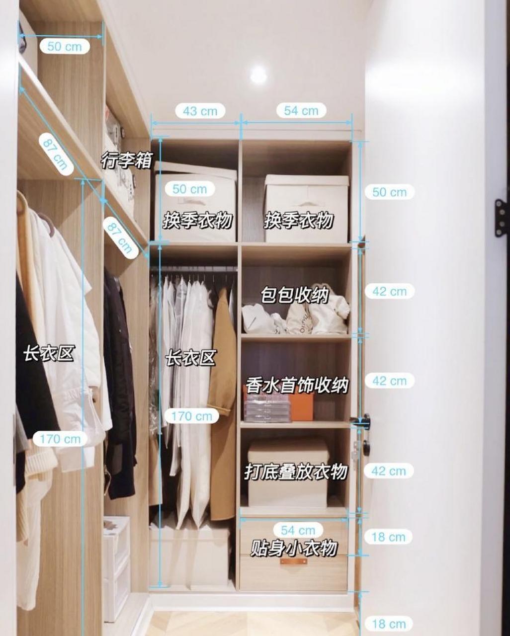 衣帽间衣柜详细尺寸大公开~ 最近很多小伙伴私信我衣帽间衣柜尺寸,这
