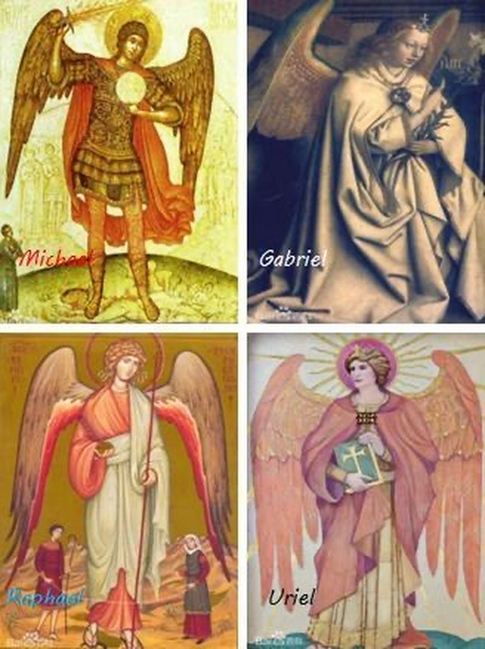 传统宗教常提到"四大天使长"(图1),又称总领天使,对应着"火,水,风,土"