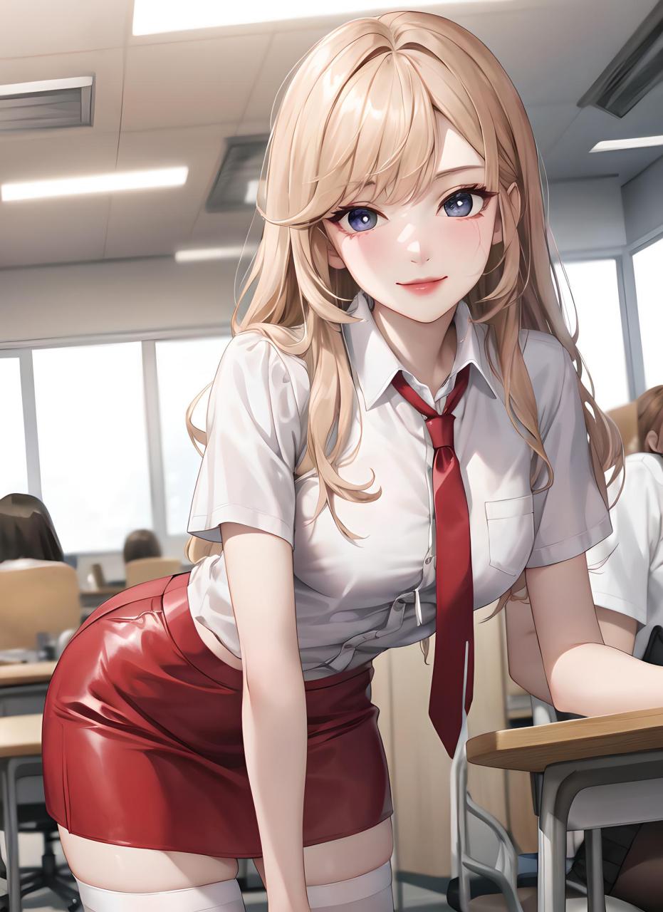 动漫壁纸--白衬衫金发小姐姐 她身穿一件洁白的衬衫,简约而靓丽.