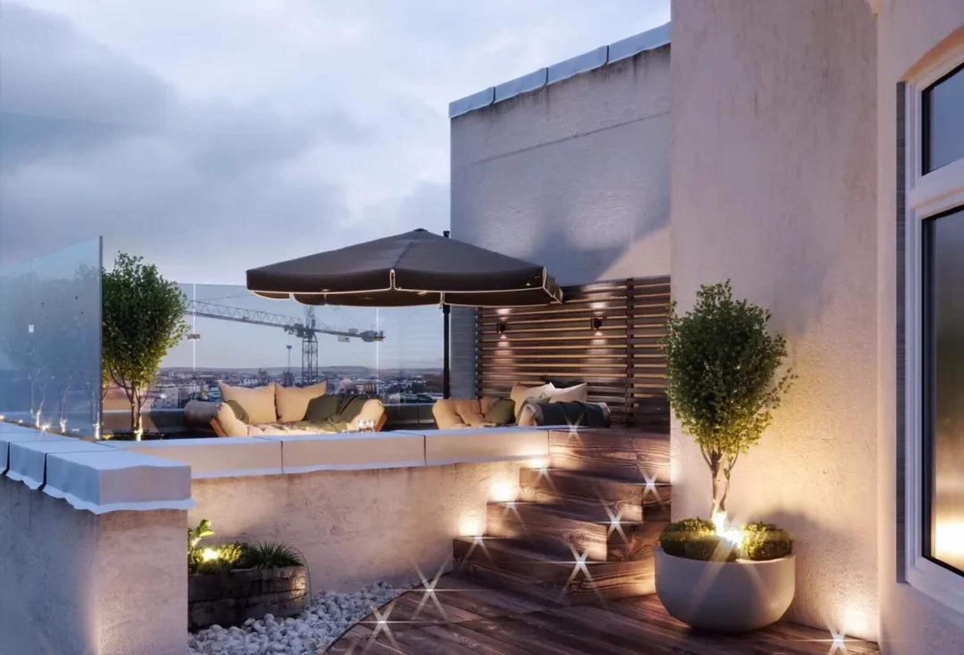 超有气质的露台设计 今天在淄博颐丰花园量了一套顶层复式, 找找灵感