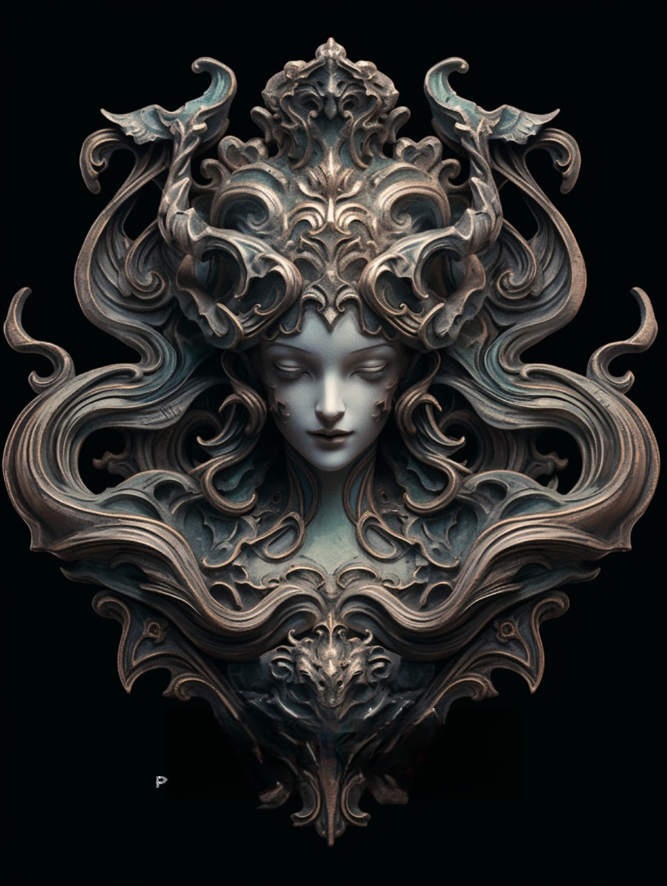 黑夜女神铜像  倪克斯(nyx),罗马神话中的黑夜女神,是原始神之一,代表