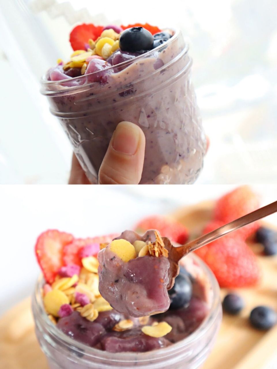 姐妹,这杯料超足的蓝莓优格果昔,我愿称之为饮品天花板巨好喝,秒杀