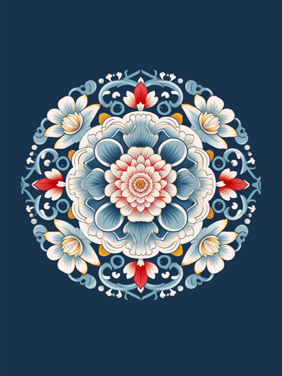 中国传统纹样  团花纹样是中国传统文化中的一种重要纹样,通常由各种