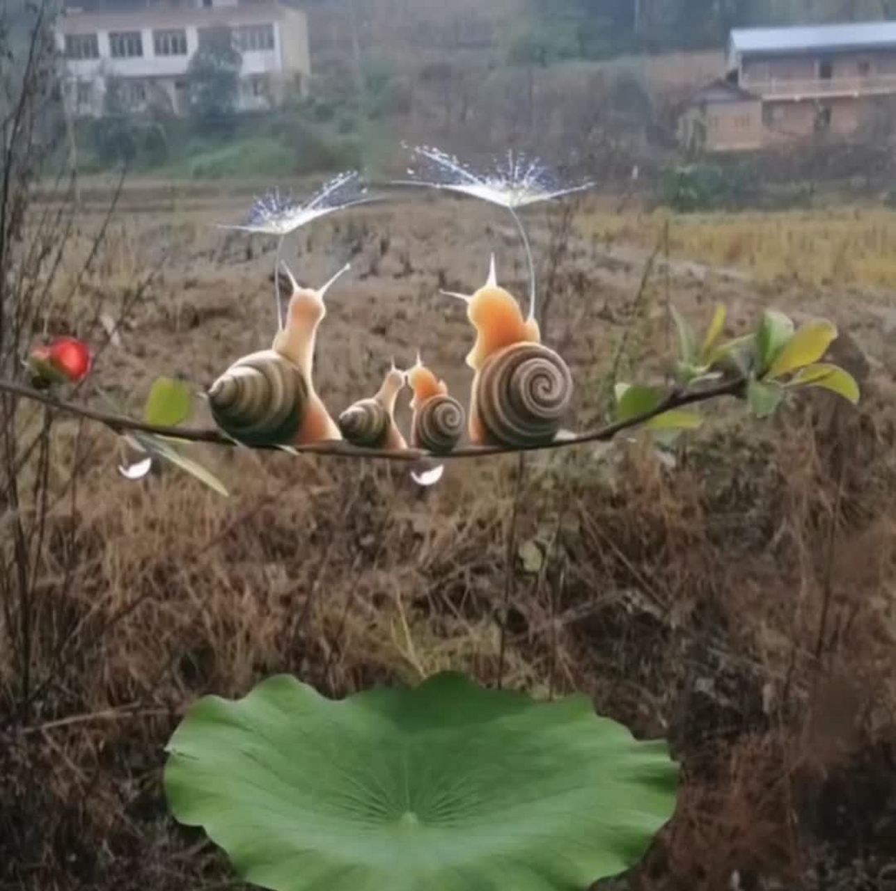 好可爱的四只小蜗牛![大笑][开心]#搞笑