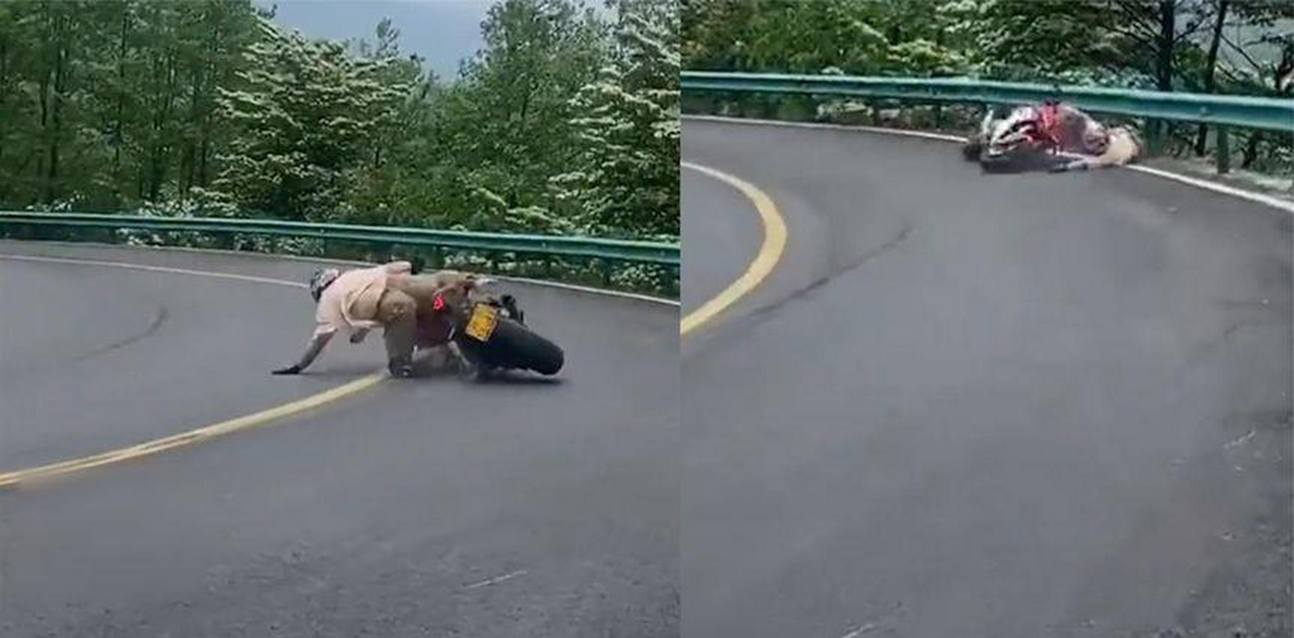 【男子骑车山路压弯失误滚落山崖 交警:山区道路窄又弯,减速慢行保