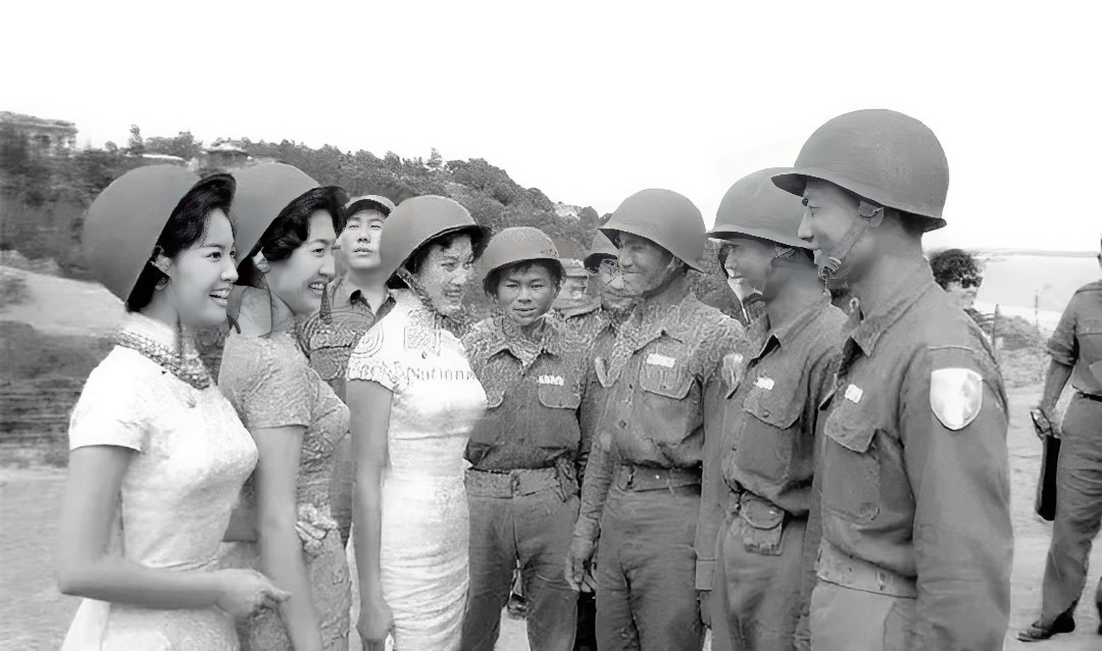 1962年,19岁的选美冠军方瑀在金门岛的劳军山上.