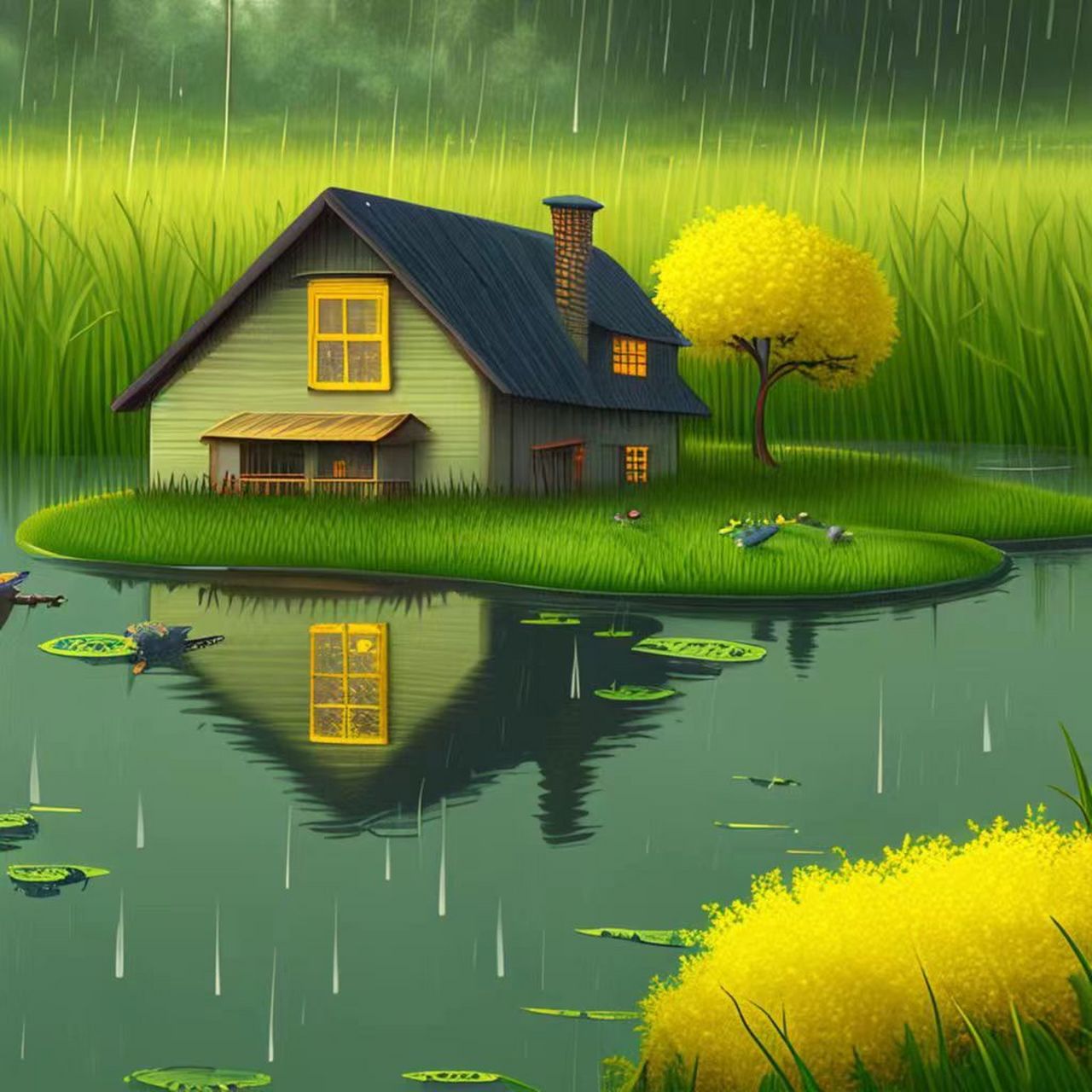 黄梅时节家家雨,青草池塘处处蛙.