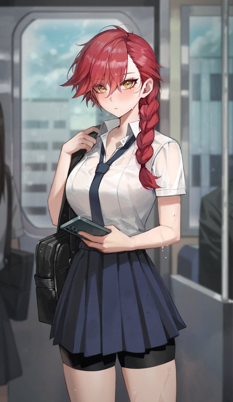 被雨淋湿的女高中生 画师:maenoo